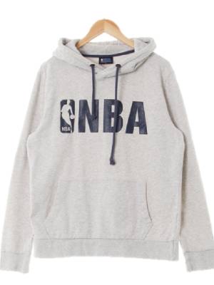 NBA 멜란지화이트 프린팅 면혼방 빅레터링로고후드티