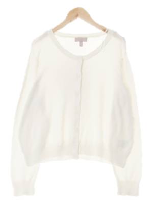 h&m 화이트 비스코스혼방 라운드넥긴팔가디건