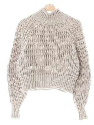 h&m 라이트그레이 폴라뜨개질크롭긴팔니트스웨터