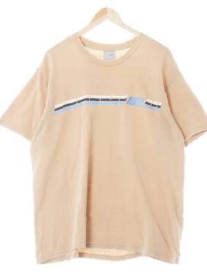 나이키 매트베이지 면 블루자수로고오버핏라운드반팔티