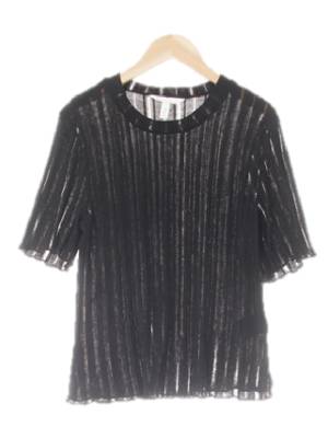 h&m 블랙 시스루스트라이프 반소매니트