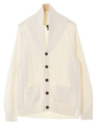 h&m 아이보리 면 리브드숄카라포켓가디건