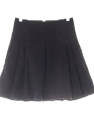자라베이직 블랙 면 플리츠플레어미니스커트