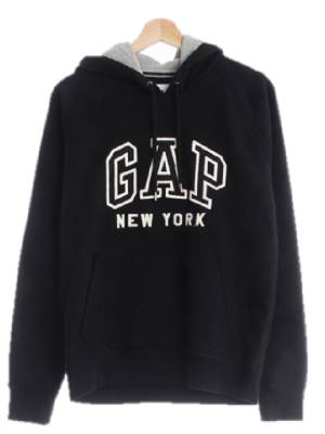gap 블랙 면혼방 나그랑로고뉴욕후드티