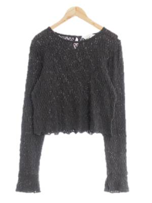 h&m 차콜 면혼방 자카드웨이브블라우스