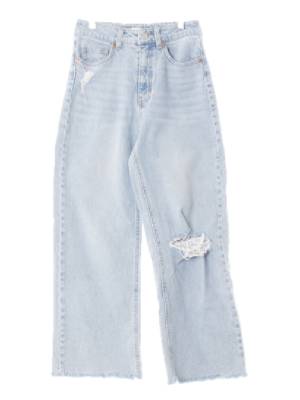 h&m 연청 데님 데미지하이웨스트와이드커팅진
