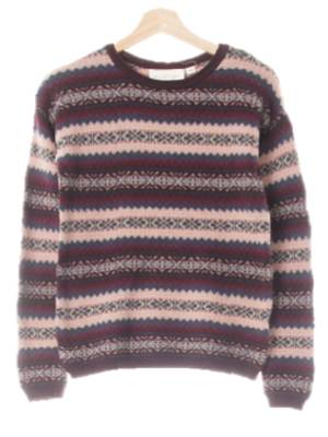 h&m 딥클라렛레드 페어아일패턴 알파카혼방 라운드넥니트