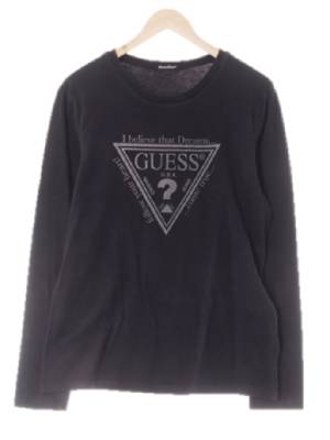 Guess 다크네이비 면 글리터빅로고긴팔티