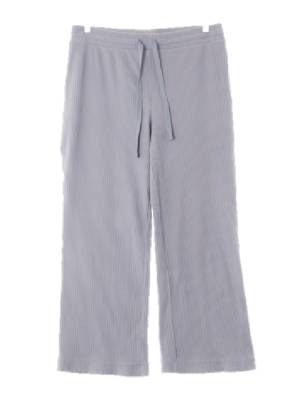 h&m 블루쉬그레이 면혼방 골지와이드팬츠