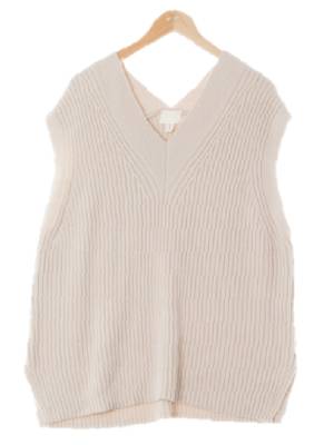 h&m 그레이시아이보리 면혼방 브이넥롱골지니트조끼
