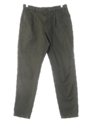 유니클로 다크카키 면 핀턱밴딩배기팬츠