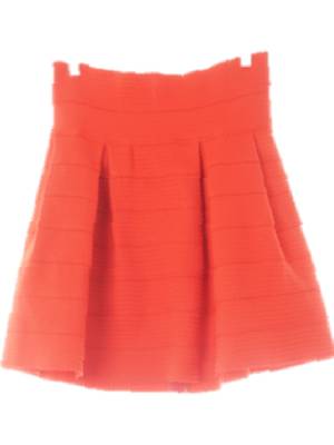 h&m 레드 물결티어드플리츠미니스커트