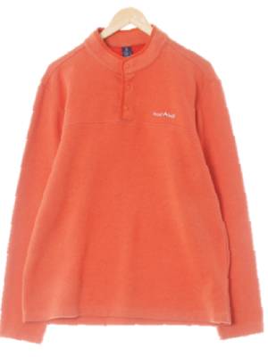몽벨 다크오렌지 면혼방 하프버튼니트하이킹긴팔티