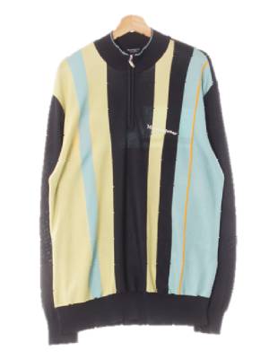 munsingwear 네이비블루 면혼방 블럭하프집업긴팔니트티