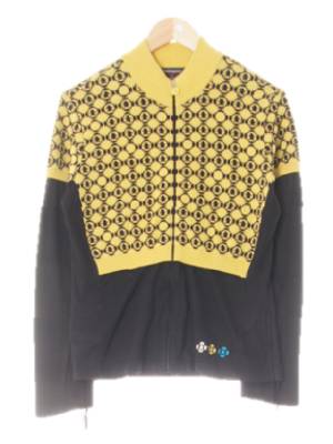 munsingwear 다크머스타드블랙 펭귄패턴 울혼방 레이어드니트집업점퍼