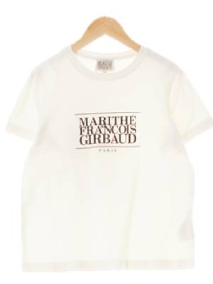 마리떼 화이트 면 센터로고라운드넥반팔티