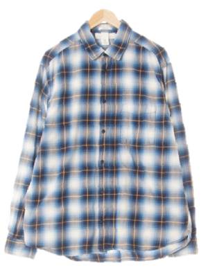 h&m 블루뎁스골든옐로우 체크 면 긴팔포켓셔츠