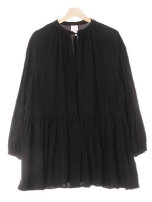 h&m 블랙 슬릿티어드롱블라우스