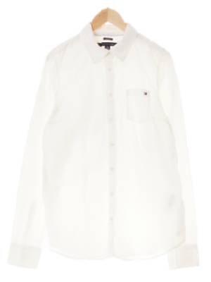 타미힐피거 화이트 면 미니로고포켓셔츠
