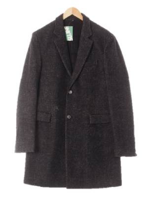 dkny 차콜 울혼방 투버튼루즈핏롱모직코트