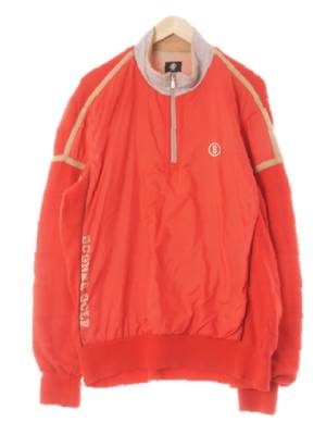 bogner 글로시웜레드 울혼방 컬러배색니트우븐긴팔티