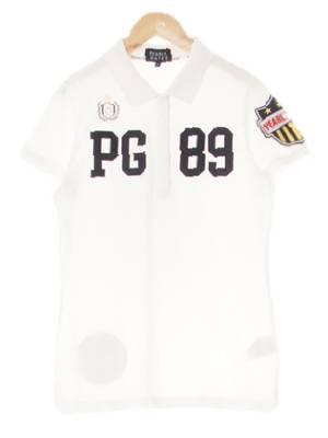 pearlygates 화이트 면 견장빅패치카라반팔티
