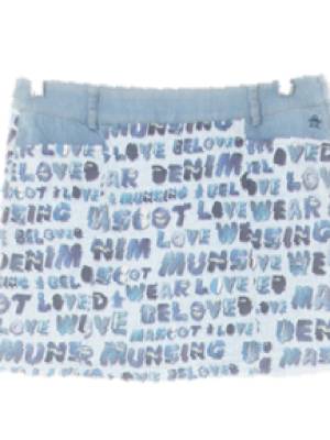 munsingwear 라이트블루 데님프린팅 면혼방 a라인절개골프스커트