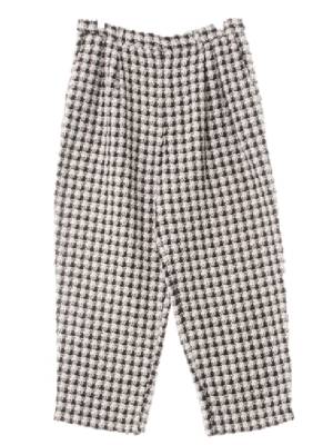 h&m 화이트블랙 하운드체크 자가드핀턱배기팬츠