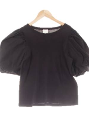 H&M 블랙 면 벌룬반소매티셔츠