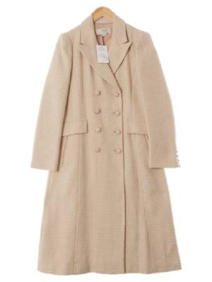 cerruti1881 베이지 체크 피크드라펠티어드더블코트