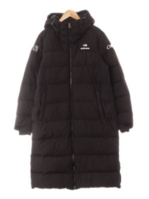 아이더 블랙 덕다운 로고퀼팅후드롱패딩점퍼