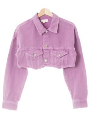h&m 바이올렛 면 물결크롭워싱숏재킷