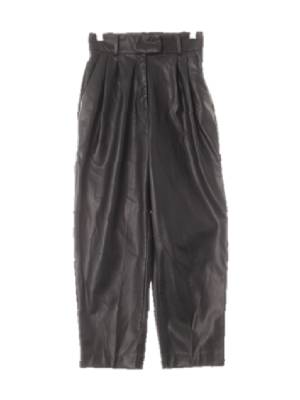 h&m 블랙 듀얼핀턱항아리레더팬츠