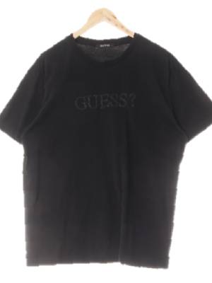 Guess 블랙 면 글리터입체로고반팔티
