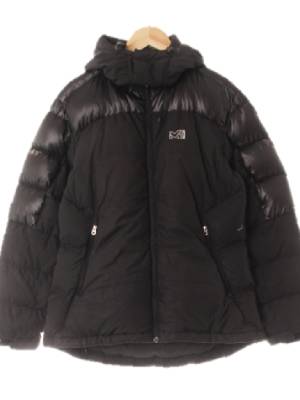 밀레 블랙 구스다운 하이넥후드슬림숏패딩점퍼