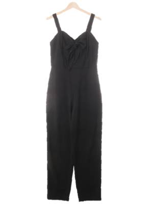 h&m 블랙 비스코스혼방 빅리본민소매점프수트