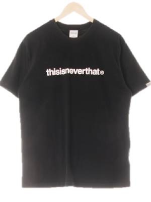 thisisneverthat 블랙 면 라운드넥레터링로고반팔티