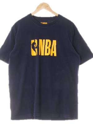 NBA 네이비 프린팅 면 배색빅로고반팔티