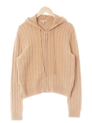 h&m 샌드스톰베이지 울혼방 꽈배기니트후드집업
