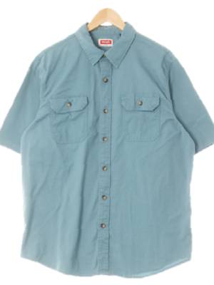 wrangler 블루 면혼방 더블포켓반팔레귤러셔츠