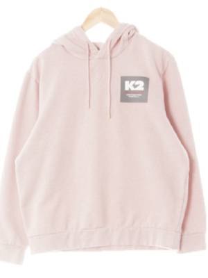 K2 페일도그우드핑크 면혼방 로고웜후드티
