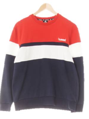 hummel 트루레드딥네이비 면혼방 3단컬러배색맨투맨