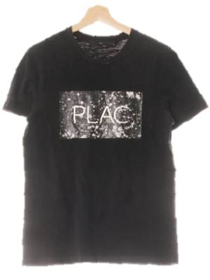 plac 블랙 프린팅 면 빅로고빈티지반팔티