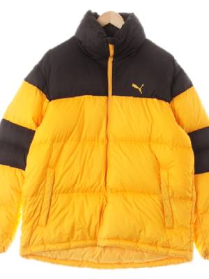 퓨마 개나리옐로우블랙 덕다운 블럭헤비푸퍼패딩점퍼