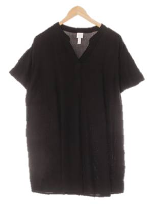 h&m 블랙 비스코스 루즈핏노카라반소매원피스