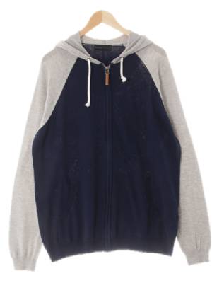 bershka 네이비그레이 면 나그랑투톤니트후드집업