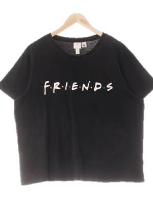 h&m 블랙 프린팅 면 프렌즈레터루즈반팔티