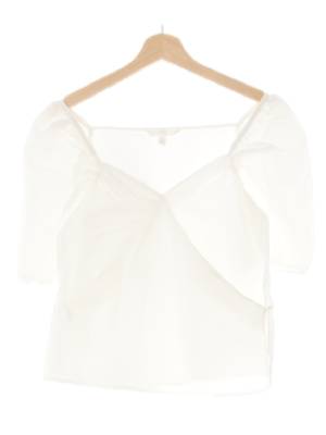 h&m 화이트 면 2way오프숄더반팔랩블라우스