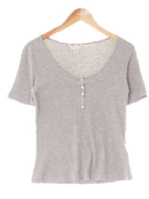h&m 그레이 면혼방 골지슬림반팔티