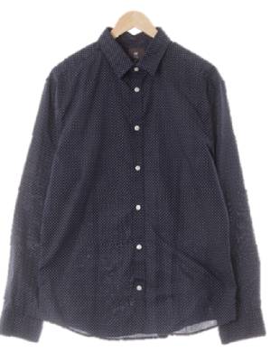 h&m 네이비 도트 면혼방 이지아이론셔츠